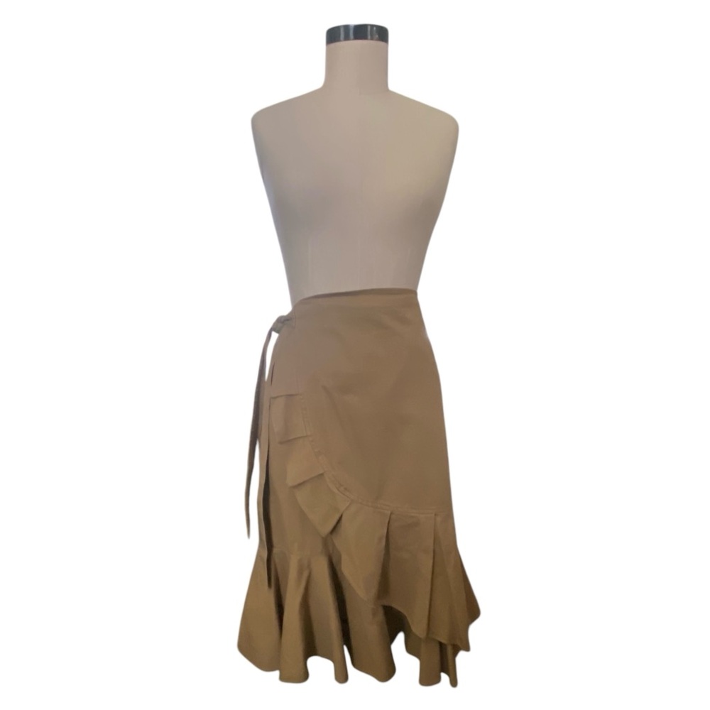 Who What Where Womans Midi Faux Wraparound Ruffle Trim Skirt Size 12